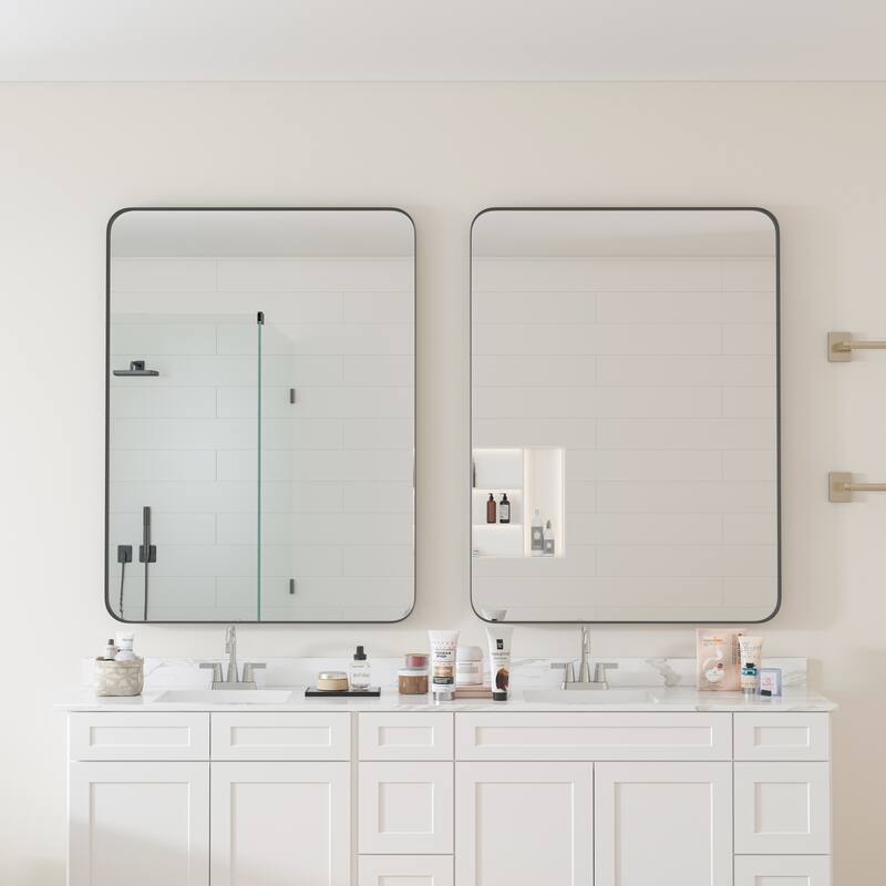 30" * 40" Wall Mounted Black Rectangular Metal Framed Mirror - 40 inches L x 30 inches W x 1.38 inches H