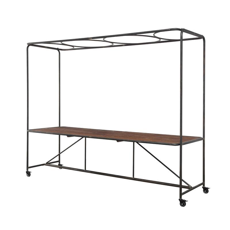 Wood Table with Metal Trellis on Caster Wheels
