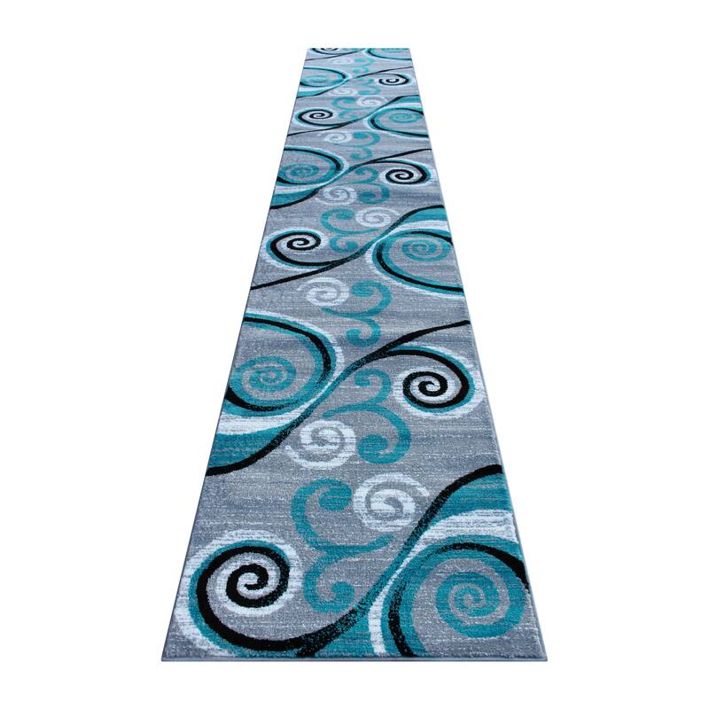 Modern Distressed Swirl Abstract Style Indoor Area Rug