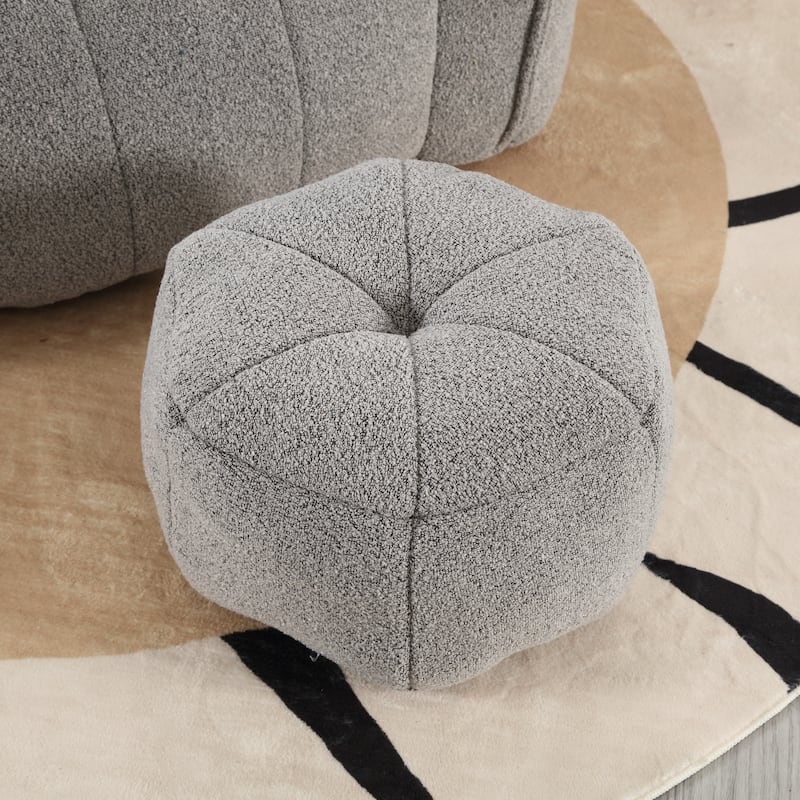 Chenille Upholstered Square Lazy Sofa Chair with Ottoman