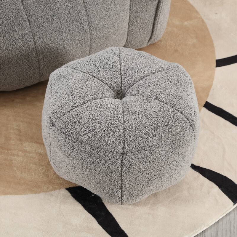 Modern Chenille Bean Bag Chair with Ottoman, Set of 1