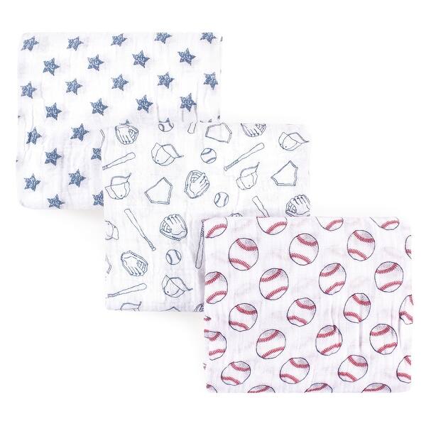 slide 1 of 1, Hudson Baby Infant Boy Cotton Muslin Swaddle Blankets, Baseball, One Size - Baseball - 3-Pack 3-Pack - Baseball