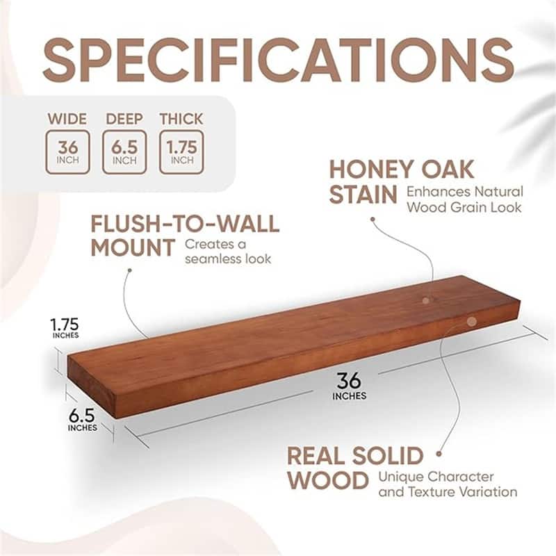 Farmhouse Floating Shelves - 6.5"D x 36"W x 1.75"H