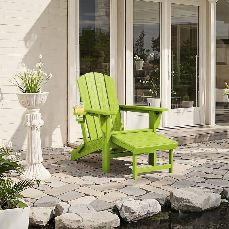 Folding Outdoor Chair with 3-Position Reclining Backrest & Telescoping Footrest