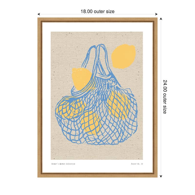 Kate and Laurel Fruit Farmers Market Print No 1 Lemons by The Creative Bunch Studio Framed Canvas Wall Art Print