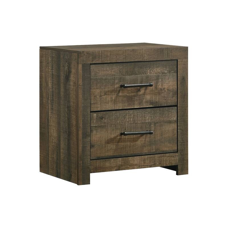2-Drawer Nightstand with USB Ports and Hidden Drawer - Distressed Finish Bedside Table