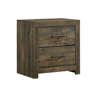 2-Drawer Nightstand with USB Ports and Hidden Drawer - Distressed Finish Bedside Table