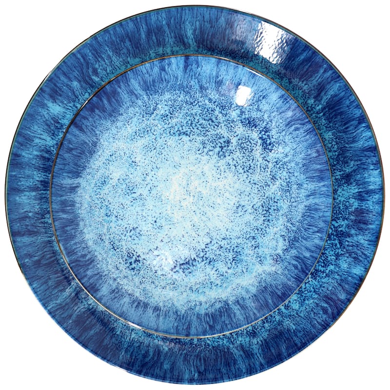 Atlantis 16 Piece Porcelain Double Bowl Dinnerware Set in Deep Sea Blue