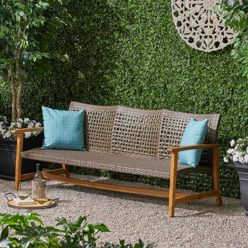 1-Piece Acacia Wood Patio Sofa - Natural