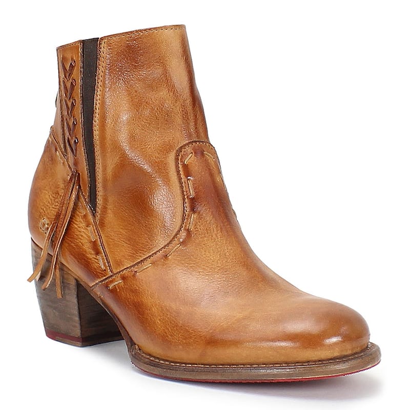 Bed Stu Celestine Leather Heeled Ankle Boot - 10 - Pecan Rustic