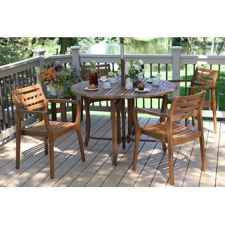 Eilaf 5 pc. Eucalyptus Folding Dining Table and Stacking Chairs