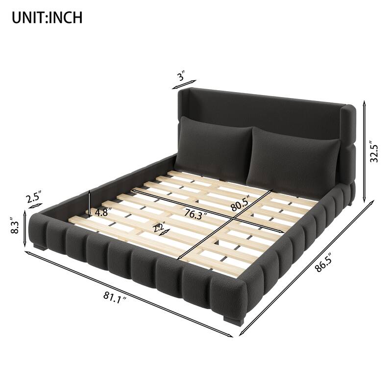Upholstered Platform Bed with 2 Cushioned Pillows by Harper&Bright Designs