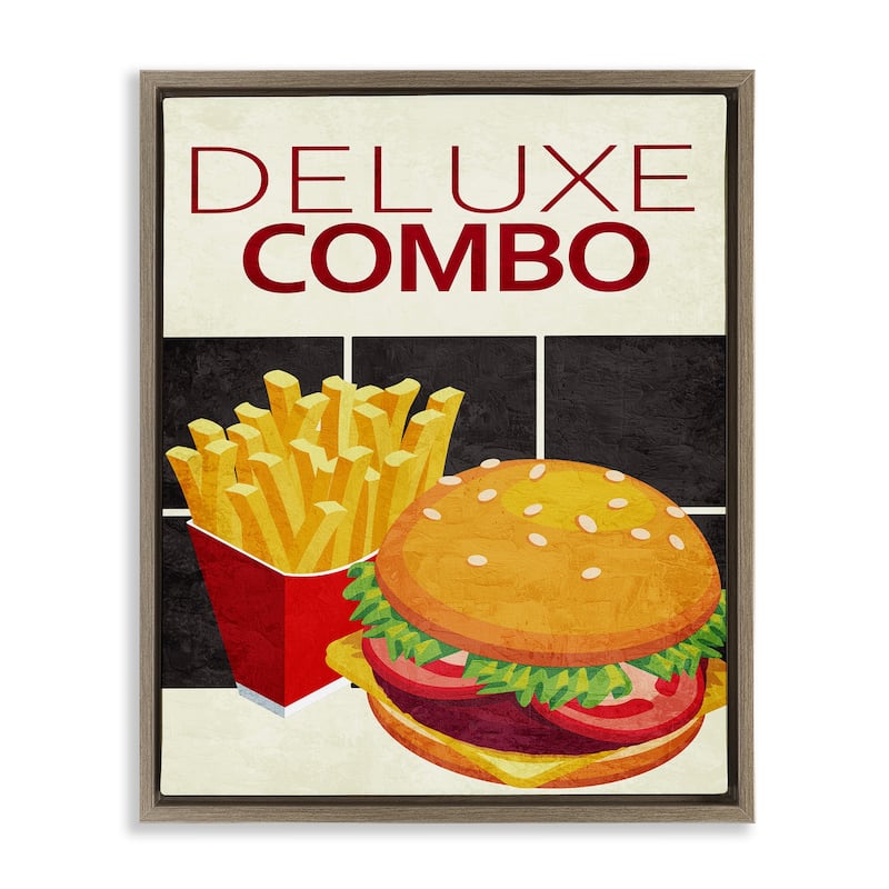Stupell Deluxe Combo Fast Food Framed Floater Canvas Wall Art Design By Kim Allen - 17 x 21 - Brown
