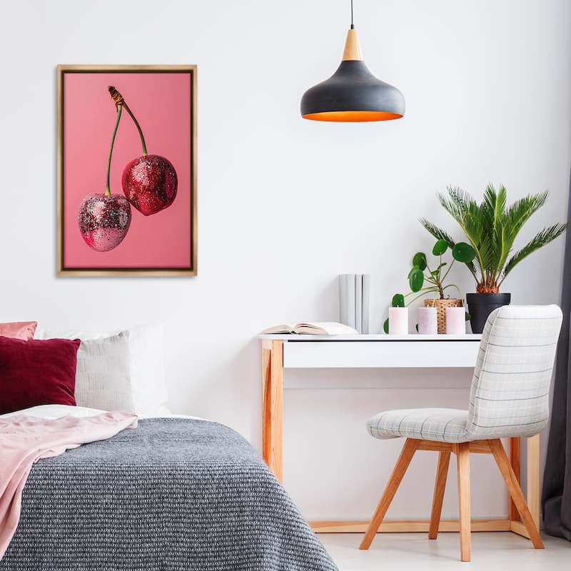 Stupell Dazzling Cherry Pair Framed Floater Canvas Wall Art Design By LSR Design Studio