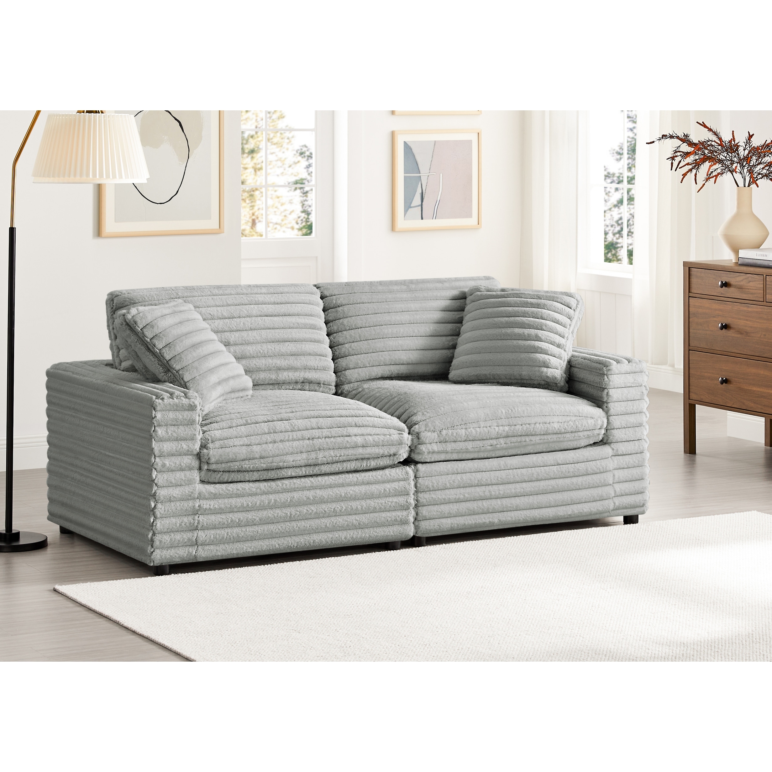 Josephine Plush Cord-Like Fabric 2-piece Sofa
