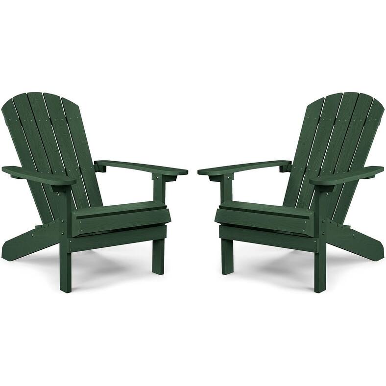 WINSOON All Weather HIPS Outdoor Plastic Adirondack Chairs Set of 2 - Green