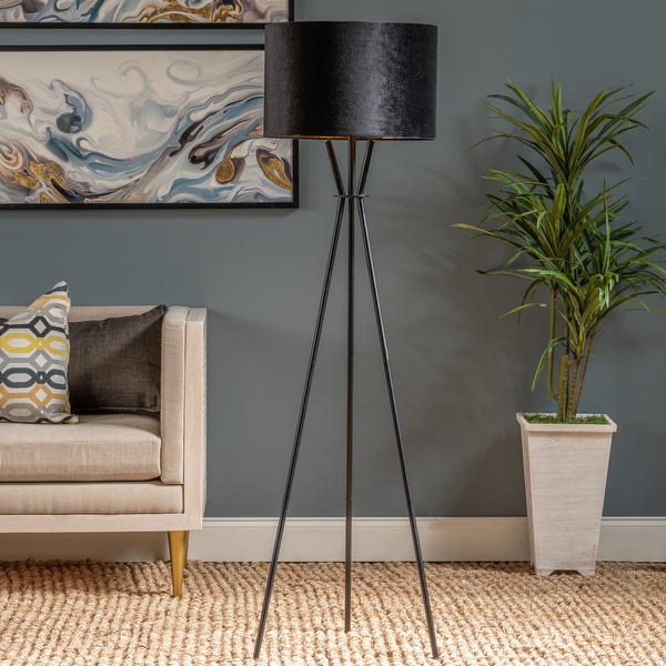 Evie 63 H Black Velvet Shade Tripod Floor Lamp 63 H x 17 Rnd Bed Bath Beyond 33699881