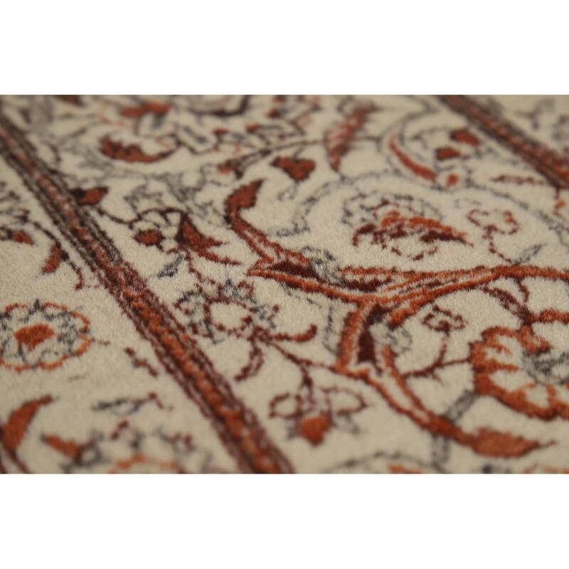 Hand Knotted Oriental 100% Wool Carpet Traditional All-Over Beige & Ivories Tabriz Area Rug - 11' 0'' X 7' 0''