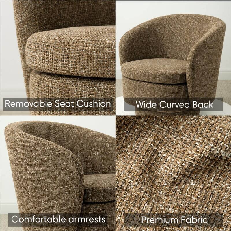 360° Tweed Swivel Barrel Accent Chair