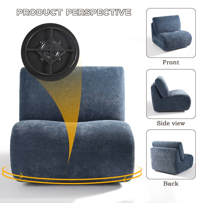 UIXE 33" Swivel Upholstered Aceent Chair Comfy Slipper Chair