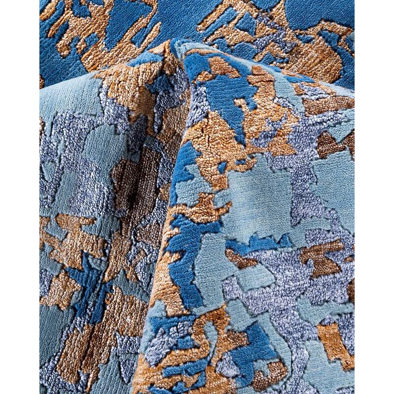 Modern One-of-a-Kind Hand-Knotted Area Rug, Blue - 8' 1" x 10' 0"