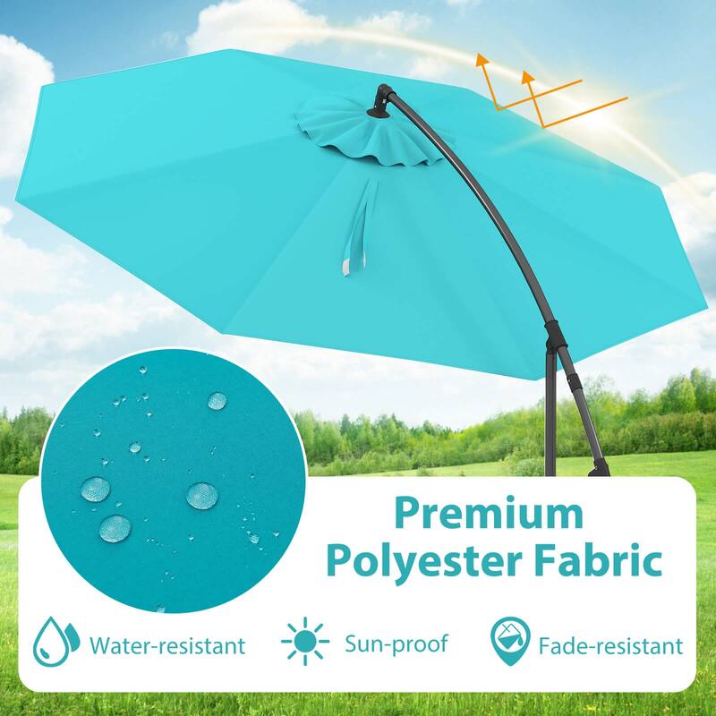 Costway 10 FT Patio Offset Umbrella w/8 Ribs Cross Base Tilt