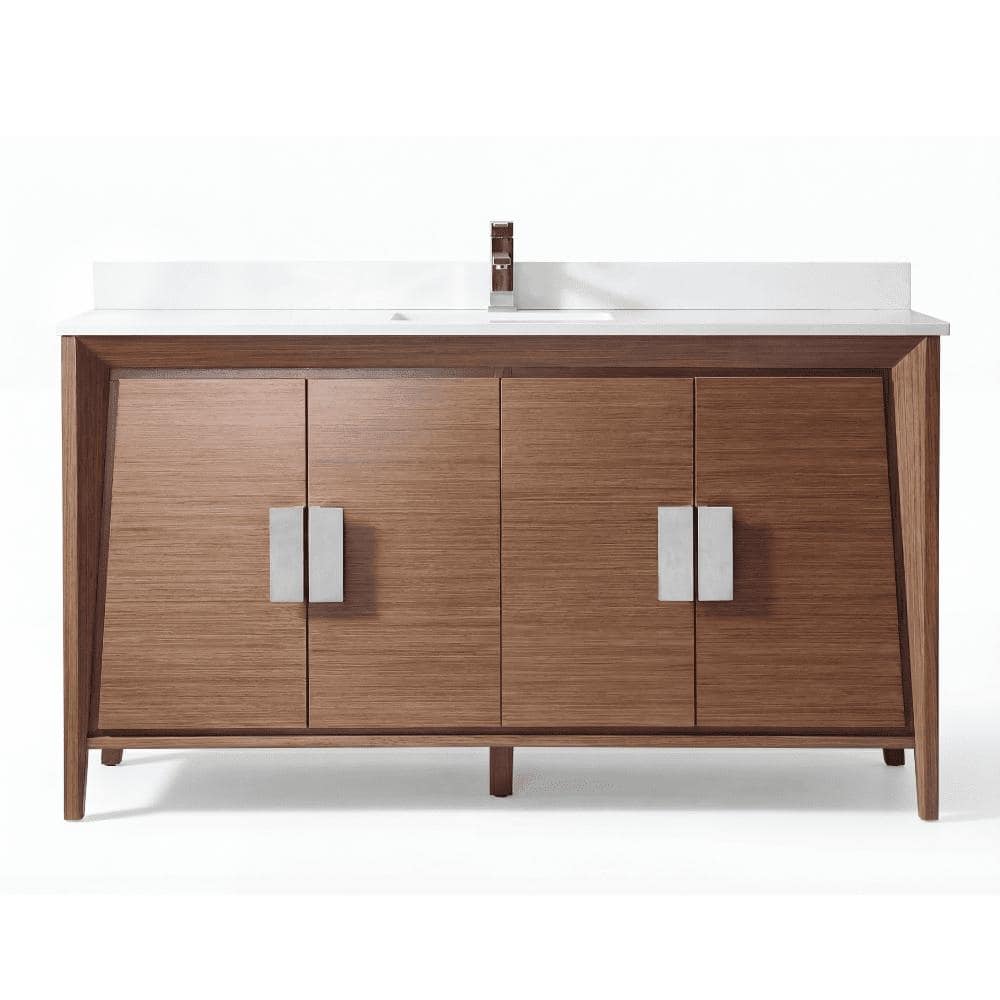 Tennant Brand 60 inch Larvotto Light Wheat Contemporary Single Sink Bathroom Vanity