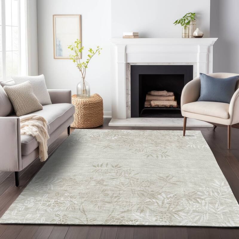 Premium Washable Super Soft Floral Imprints Mayfield Rug - Beige - 9' x 12' - Rectangle