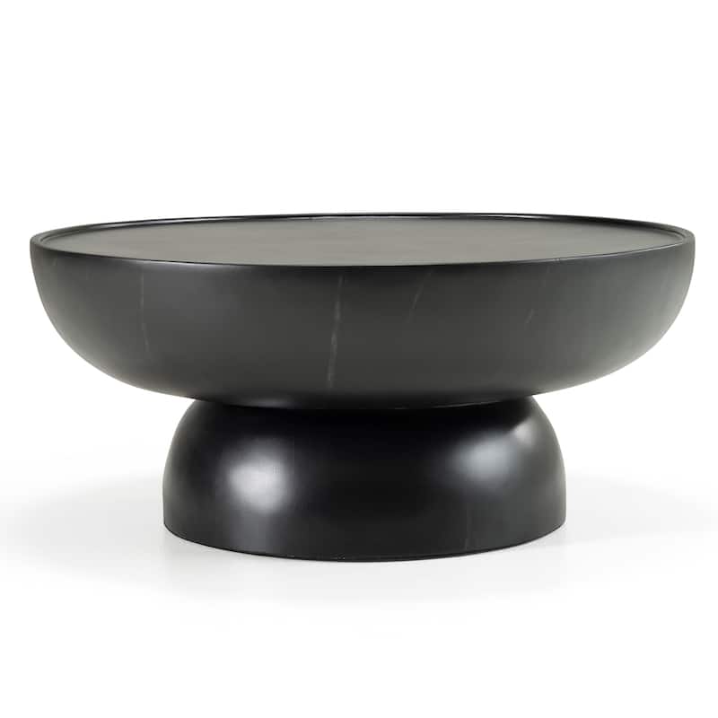 Modrest Akron Modern Black & White Faux Marble Round Coffee Table