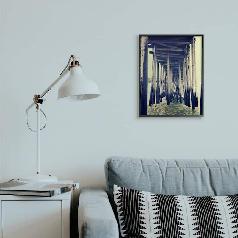 Stupell Wind Waves under Distressed Pier Antique Scene Framed Wall Art - Multi-Color