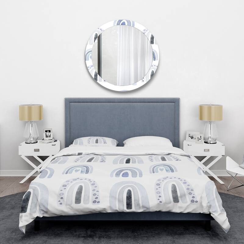 Designart 'Blue Scandinavion Kids Rainbow Pattern' Modern Duvet Cover Set