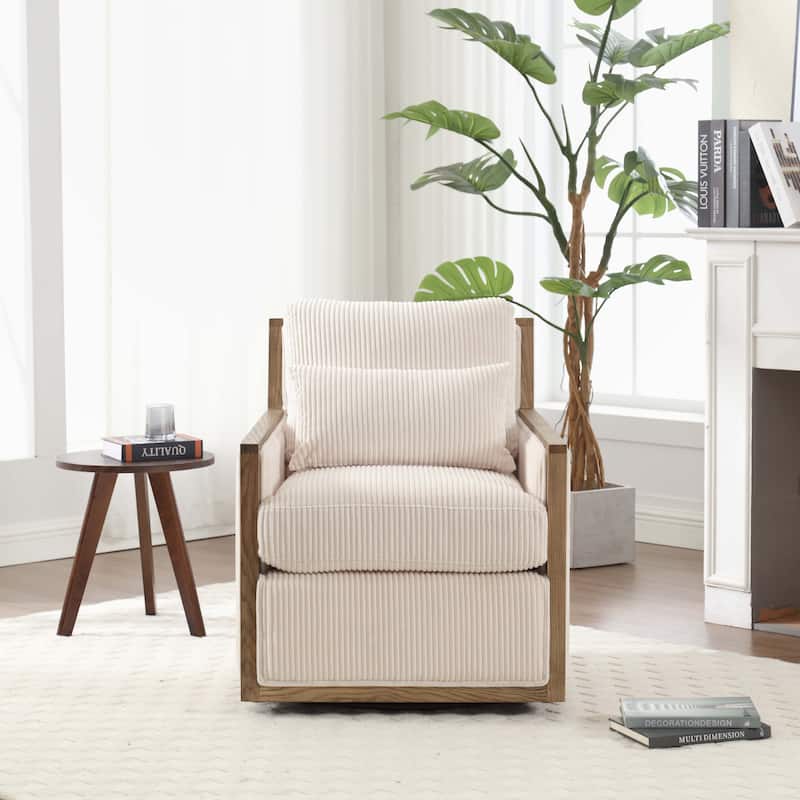 Swivel Barrel Chair, Comfy Accent Sofa Chair for Living Room, 360 Degree Swivel Barrel Club Chair