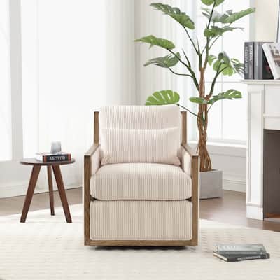 Swivel Barrel Chair, Comfy Accent Sofa Chair for Living Room, 360 Degree Swivel Barrel Club Chair