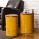 preview thumbnail 51 of 71, Glitzhome Industrial Farmhouse Round Storage Side Tables (Set of 2) Yellow