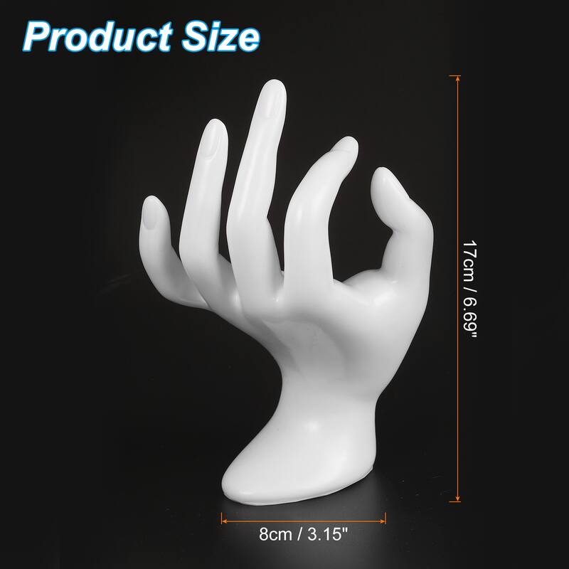 Hand Ring Holder, Hand Jewelry Holder Ring Display Stand Heavy Base - White