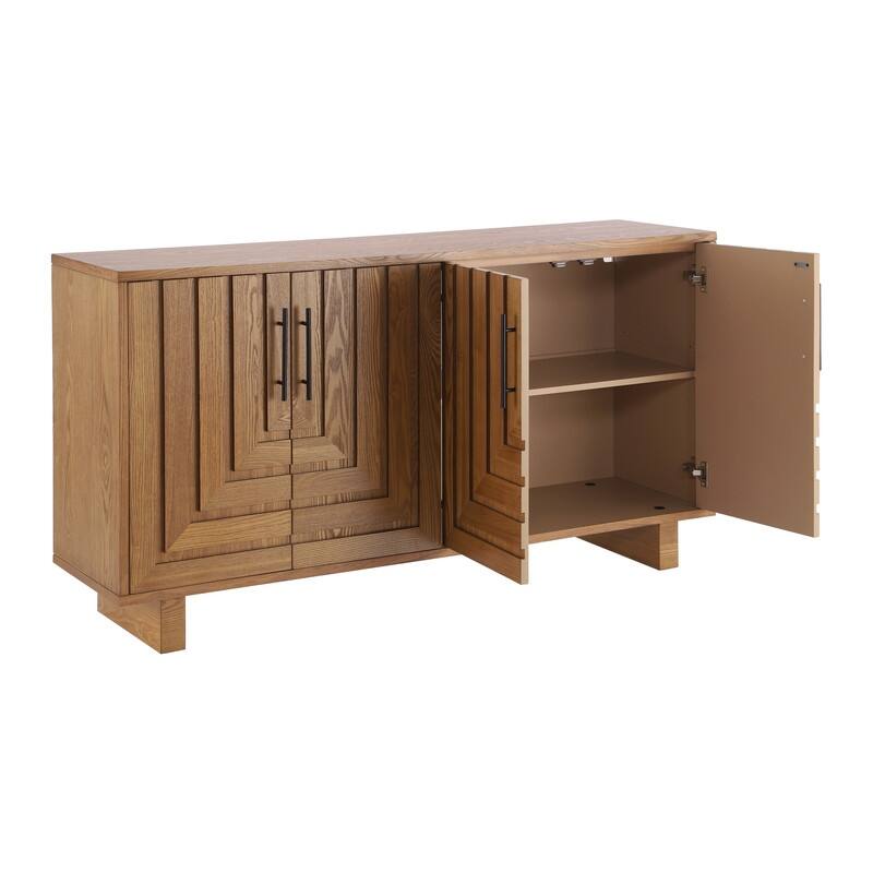 Modern 59" Sideboard Storage Cabinet with 4-Door and Metal Handles for Home Organization