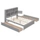 preview thumbnail 10 of 30, Full Size Platform Bed with Storage Headboard, Charging Station, Grey