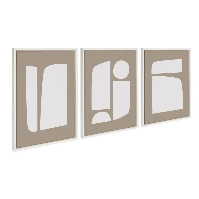Kate and Laurel Sylvie Aztec Shape Canvas Art by Creative Bunch Studio - 3 Piece Set 18x24 - White