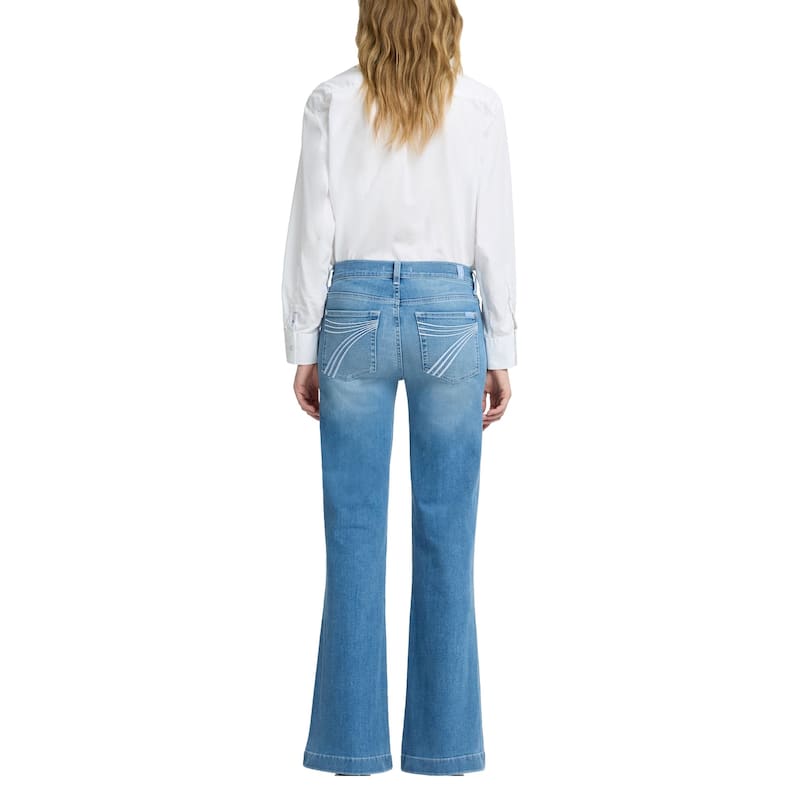 7 For All Mankind Women's Dojo Tailorless Mid-Rise Wide Leg Flare Jeans
