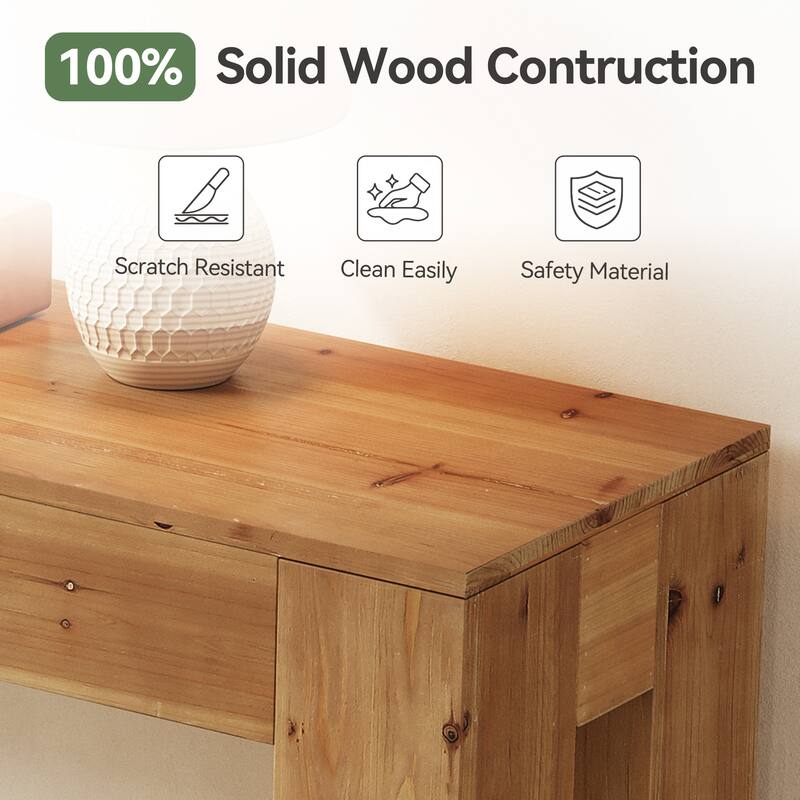 Solid Wood Console Table for Entryway, 70.87-Inch Extra Long Sofa Table Behind the Couch - 13.78" D x 70.87" W x 33.46" H