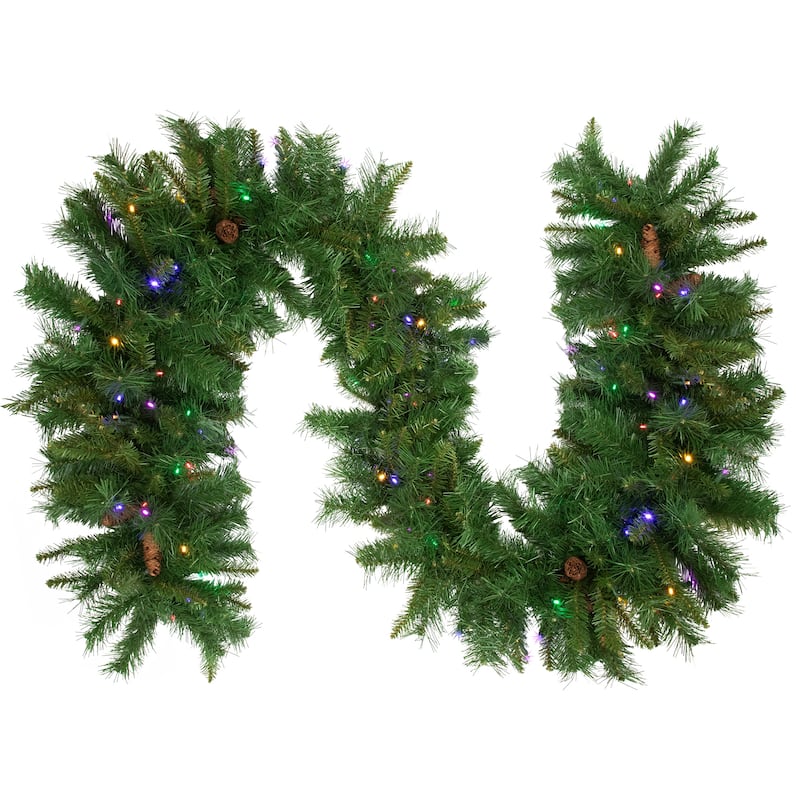 9' x 16" Pre-Lit Dakota Red Pine Artificial Christmas Garland Multi LED Lights