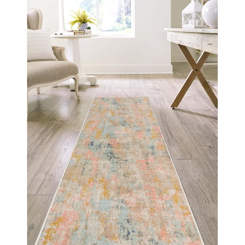 Contemporary Heloise Collection Area Rug - 2'x6' - Multi-Light Blue