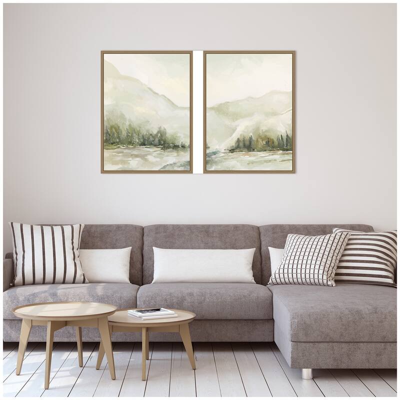 Kate and Laurel AQ Winter Landscape No. 6 2 Piece Framed Canvas Wall Art Set by Annie Quigley