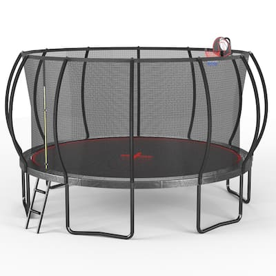 16FT High-Dip Galvanized Frame Trampoline Pumpkin- Black Red