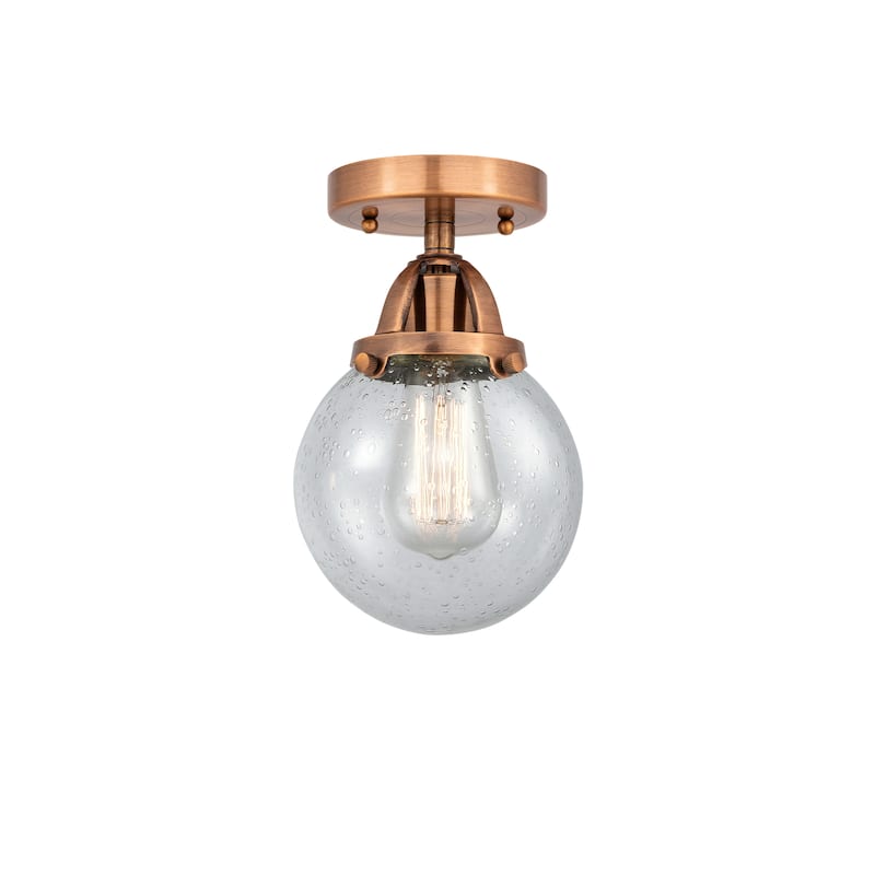 Innovations Lighting Nouveau 2 Beacon - 1 Light 6" Semi-Flush Mount - Antique Copper/Seedy