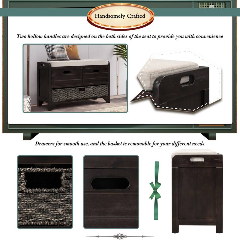 Storage Bench Entryway Bench Shoe Bench with Cushion
