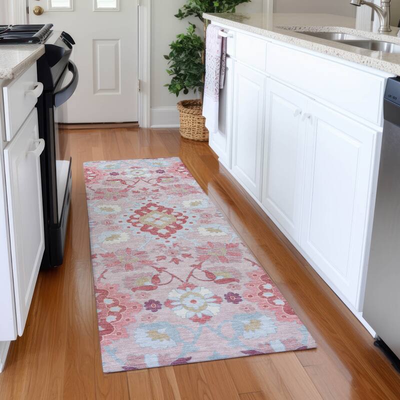 Premium Washable Super Soft Traditional Grace Mayfield Rug - Blush - 2'3" x 7'6"