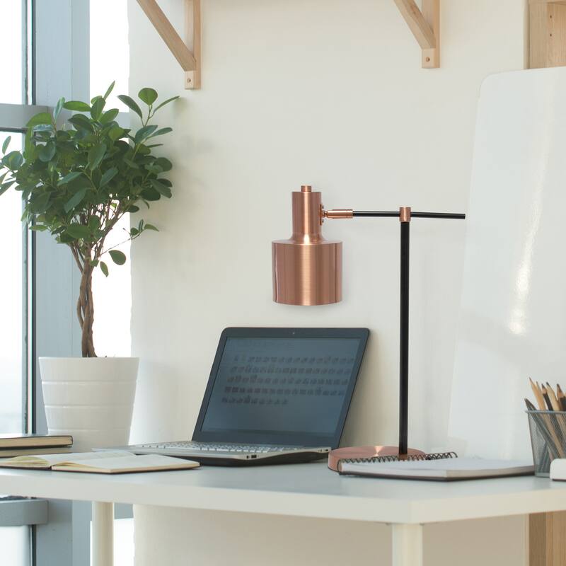 21 in. Rose Gold Finish Table Lamp with Gold Shade, Sturdy Table Lamp for Living Rooms and Bedrooms