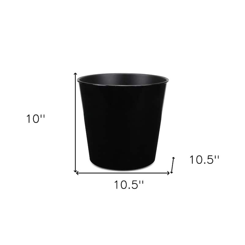 HomeRoots 11" Black Recycled Plastic Indoor Outdoor Round Pot Planter