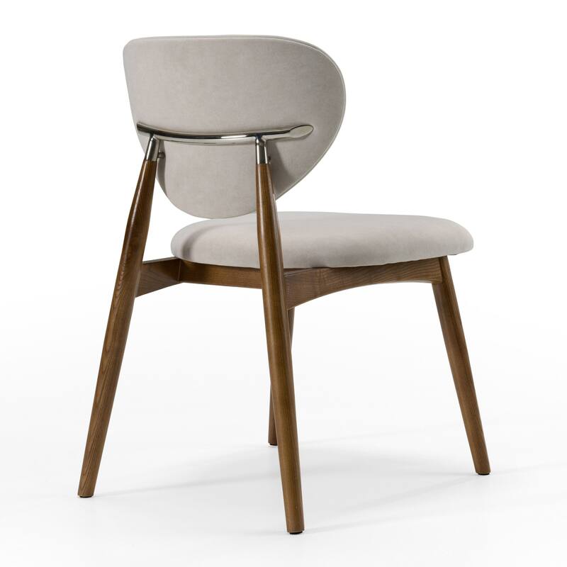Modrest Savannah Mid-Century Modern Grey Fabric & Walnut Dining Chair